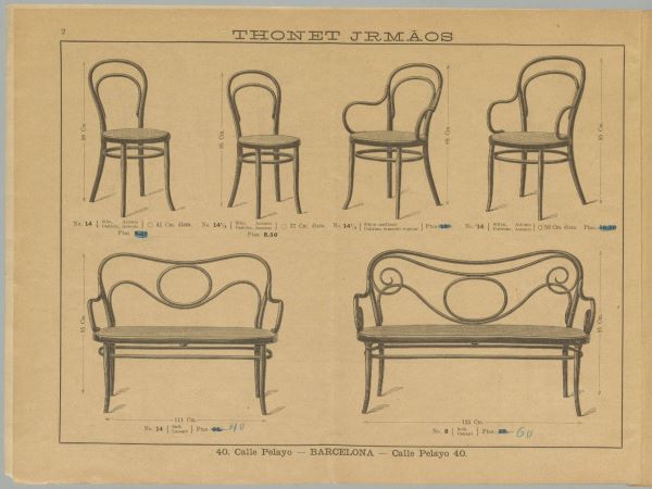 Scheda-prodotto per i mobili di Thonet 1895.-Metropolitan Museum of Art