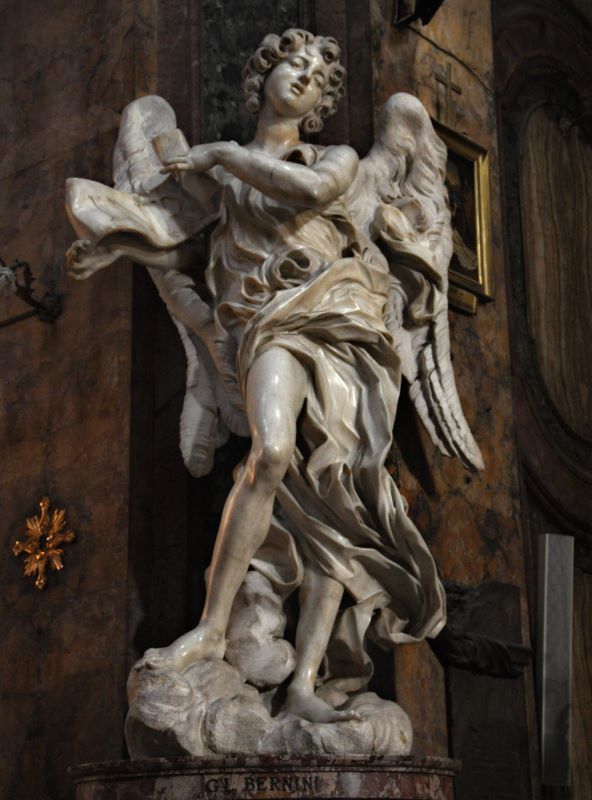 Lorenzo Bernini, Angelo con il cartiglio, Chiesa di Sant’Andrea delle Fratte, Roma