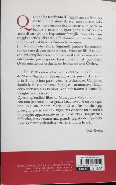 Quarta di copertina del libro di G.Volpicelli con il testo di Carlo Verdone.